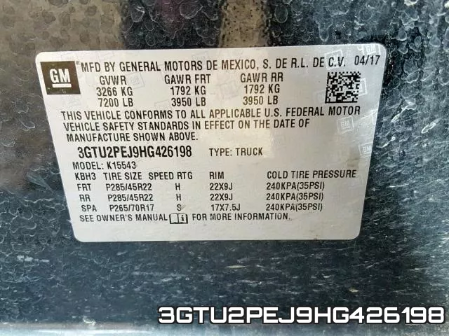 3GTU2PEJ9HG426198 фото 2