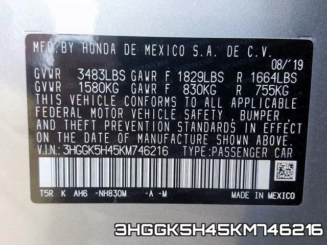 3HGGK5H45KM746216 фото 2