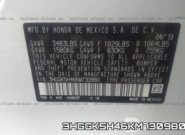 3HGGK5H46KM730980 фото 10