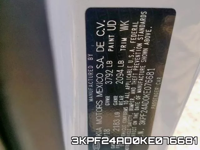 3KPF24AD0KE076681 фото 2
