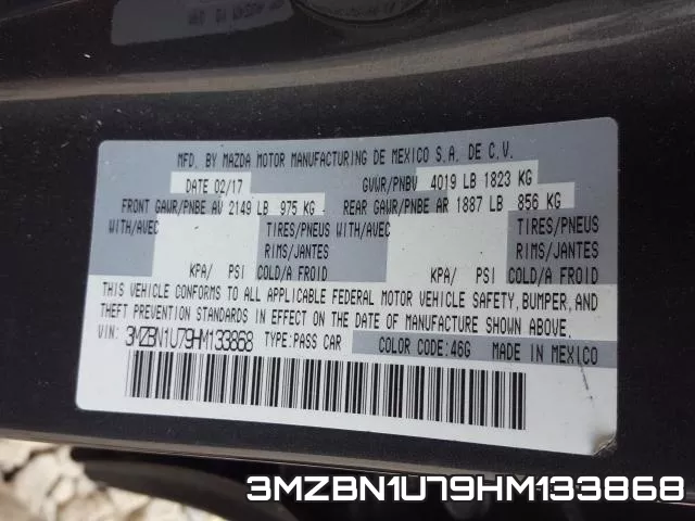 3MZBN1U79HM133868 фото 2