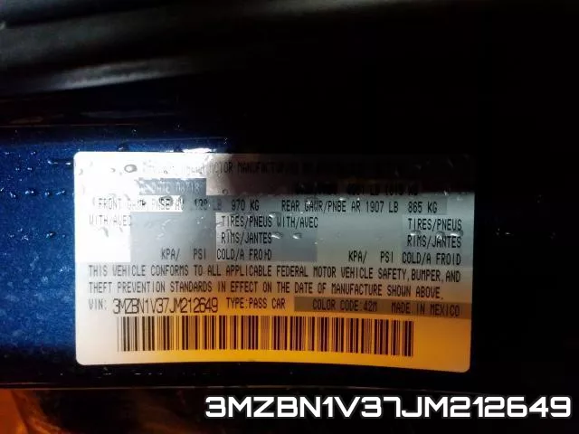 3MZBN1V37JM212649 фото 2