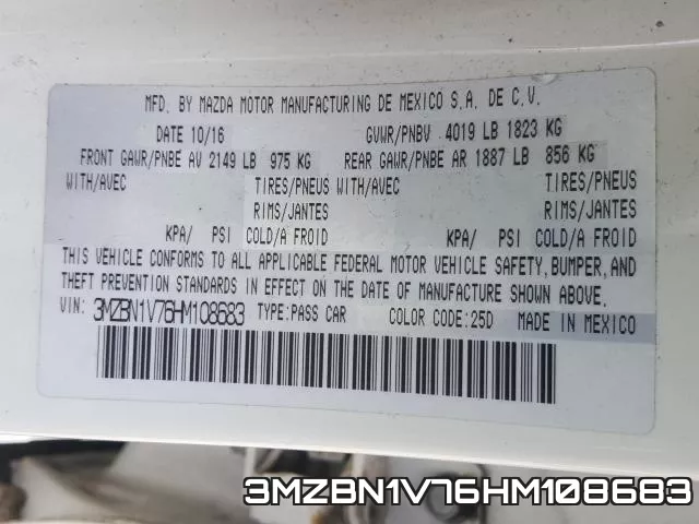 3MZBN1V76HM108683 фото 2