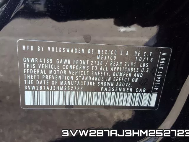 3VW2B7AJ3HM252723 фото 2