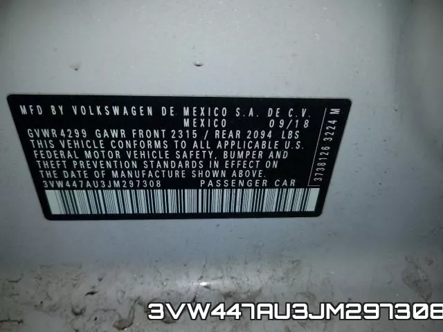 3VW447AU3JM297308 фото 2