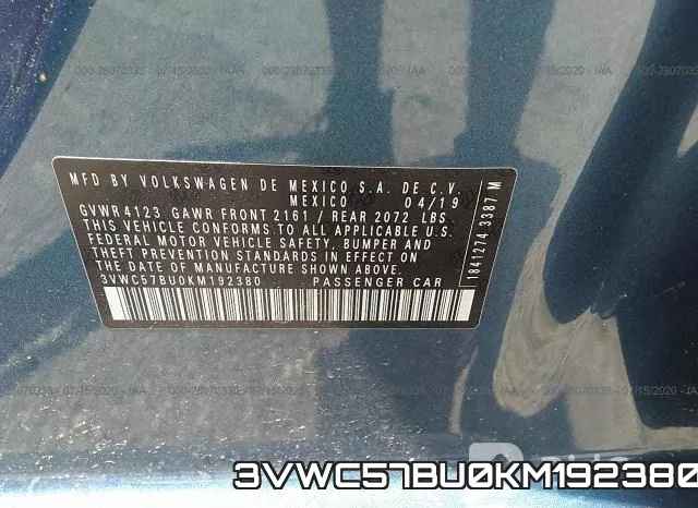 3VWC57BU0KM192380 фото 10