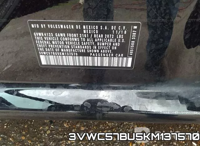 3VWC57BU5KM137570 фото 10