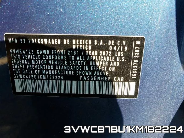 3VWCB7BU1KM182224 фото 2