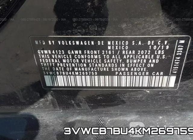 3VWCB7BU4KM269759 фото 10