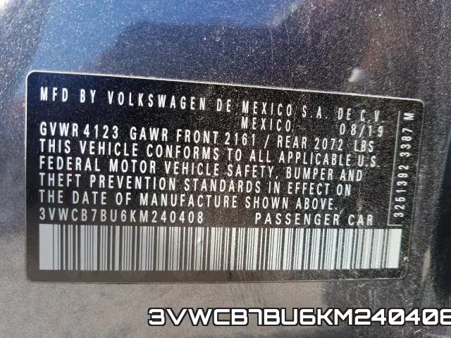 3VWCB7BU6KM240408 фото 2