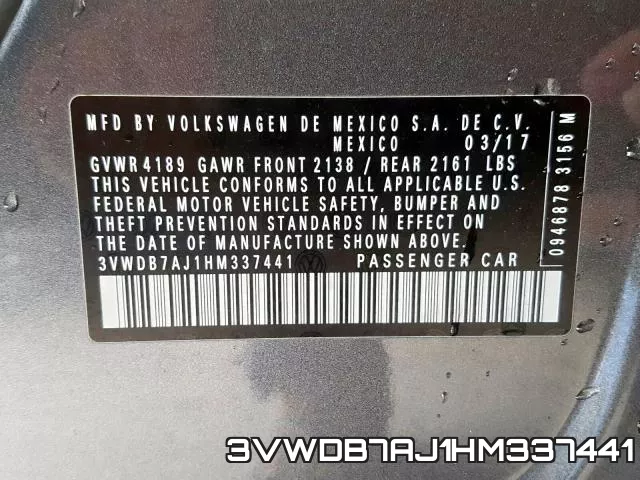 3VWDB7AJ1HM337441 фото 2