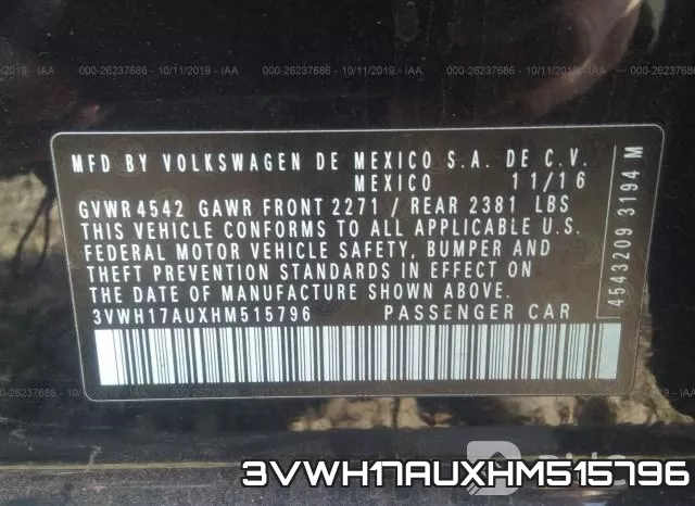3VWH17AUXHM515796 фото 10