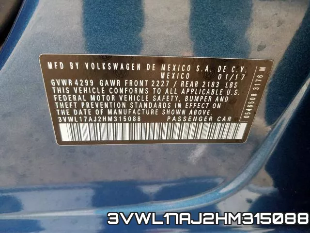 3VWL17AJ2HM315088 фото 2
