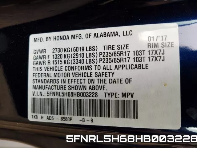 5FNRL5H68HB003228 фото 2