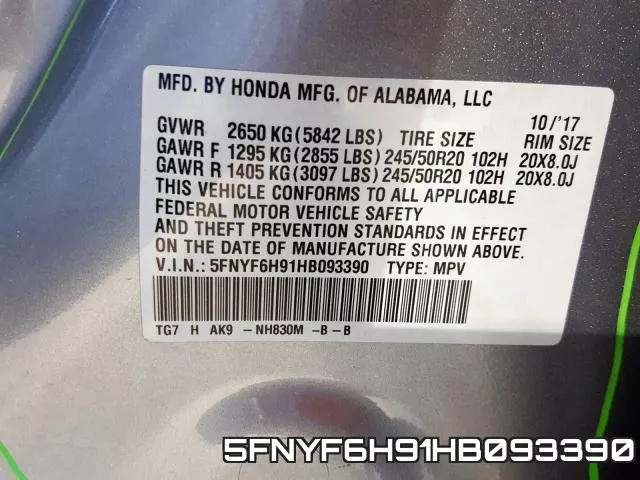 5FNYF6H91HB093390 фото 2