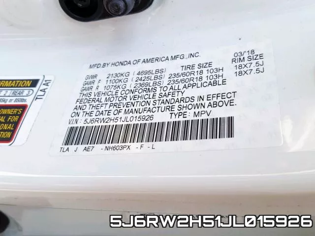 5J6RW2H51JL015926 фото 2