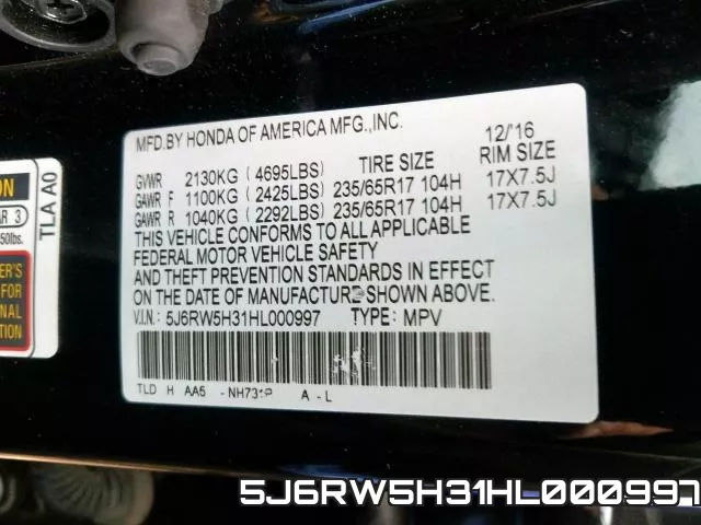 5J6RW5H31HL000997 фото 2
