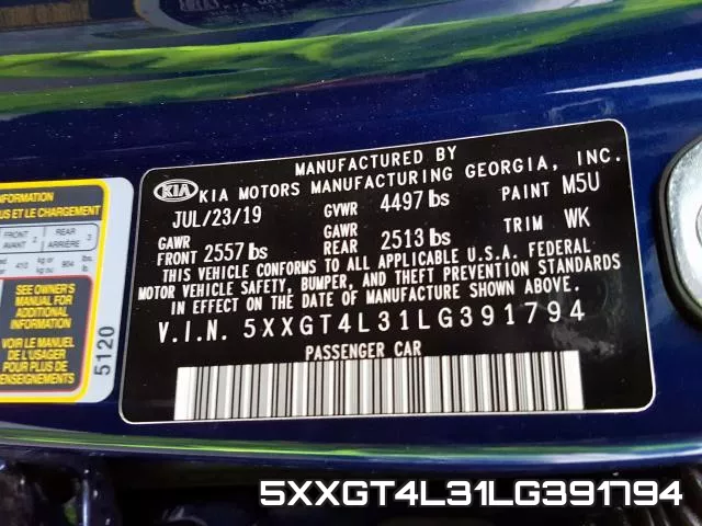 5XXGT4L31LG391794 фото 2