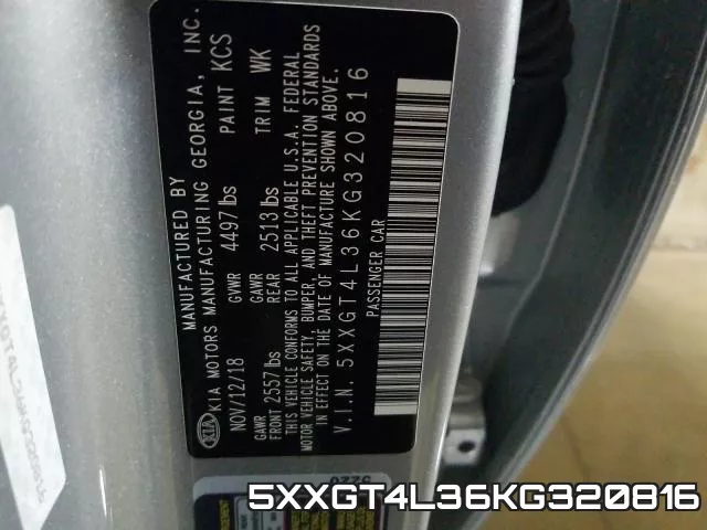 5XXGT4L36KG320816 фото 2