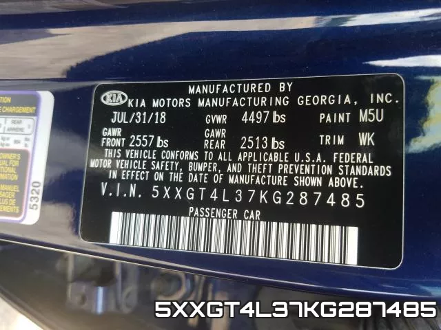 5XXGT4L37KG287485 фото 2