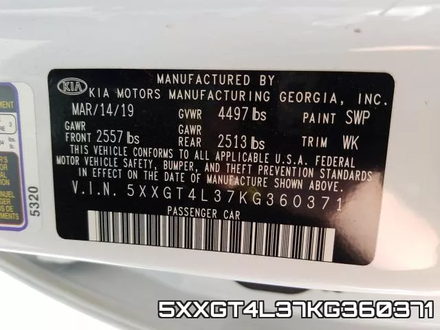5XXGT4L37KG360371 фото 2