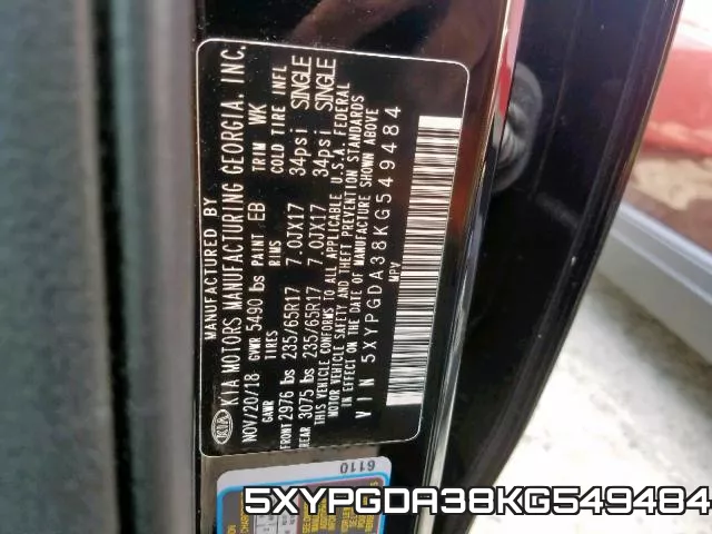5XYPGDA38KG549484 фото 2