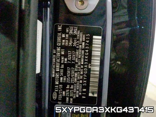5XYPGDA3XKG437415 фото 2