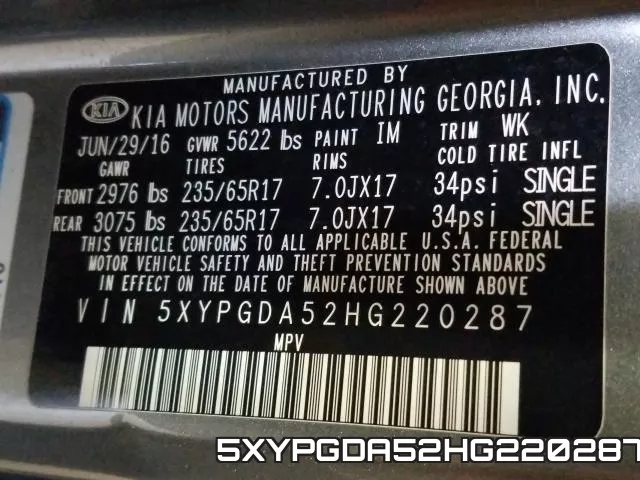 5XYPGDA52HG220287 фото 2