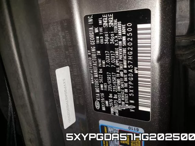 5XYPGDA57HG202500 фото 2