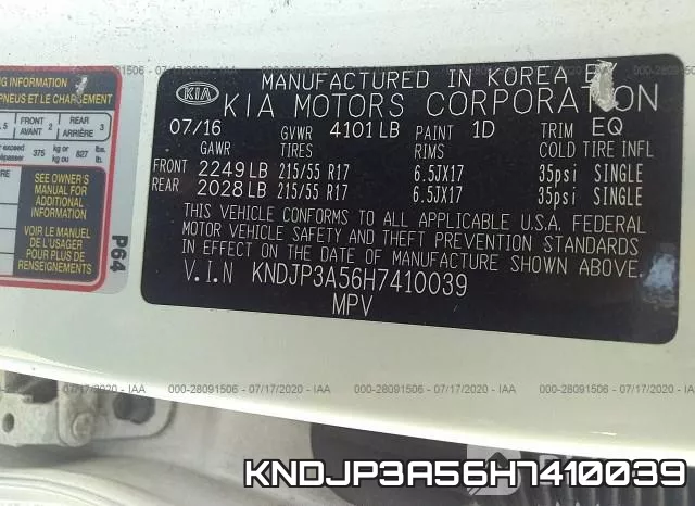 KNDJP3A56H7410039 фото 10
