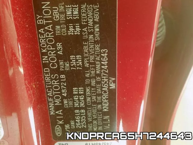 KNDPRCA65H7244643 фото 2