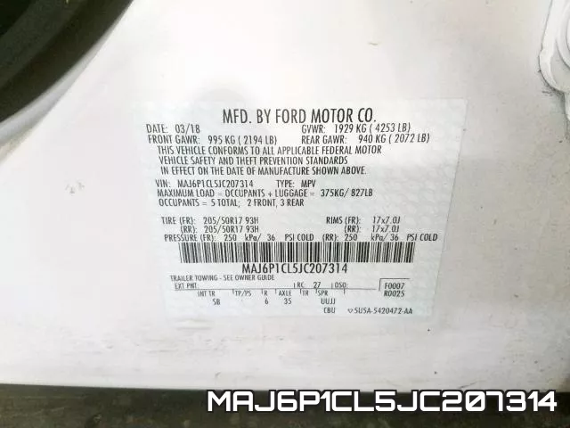 MAJ6P1CL5JC207314 фото 2
