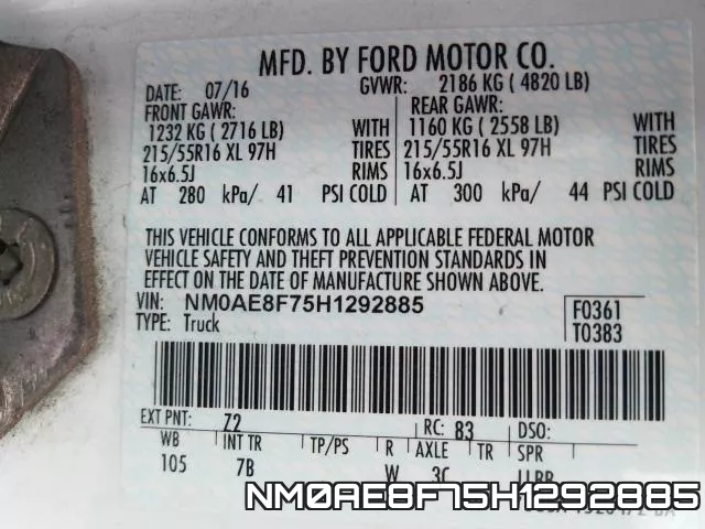 NM0AE8F75H1292885 фото 2