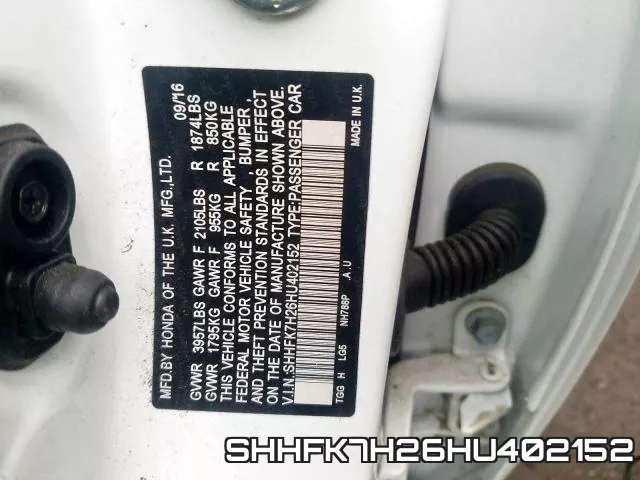 SHHFK7H26HU402152 фото 2