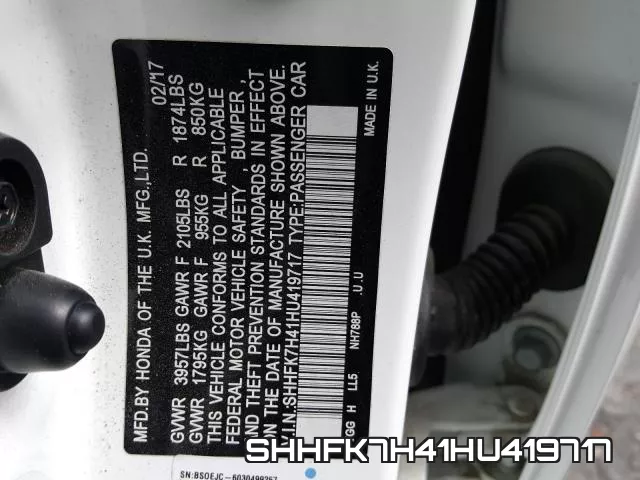 SHHFK7H41HU419717 фото 2