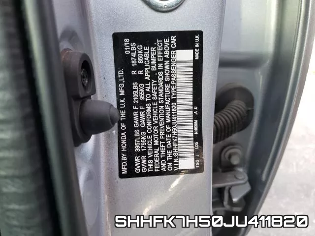 SHHFK7H50JU411820 фото 2
