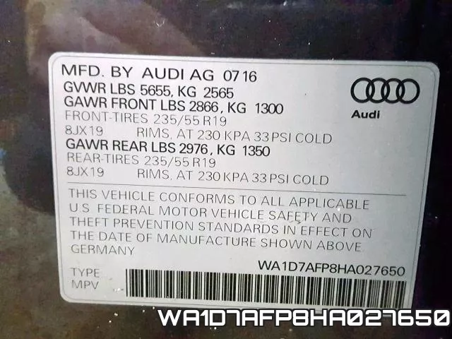 WA1D7AFP8HA027650 фото 2