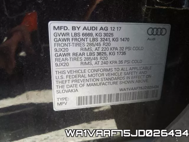WA1VAAF75JD026434 фото 2
