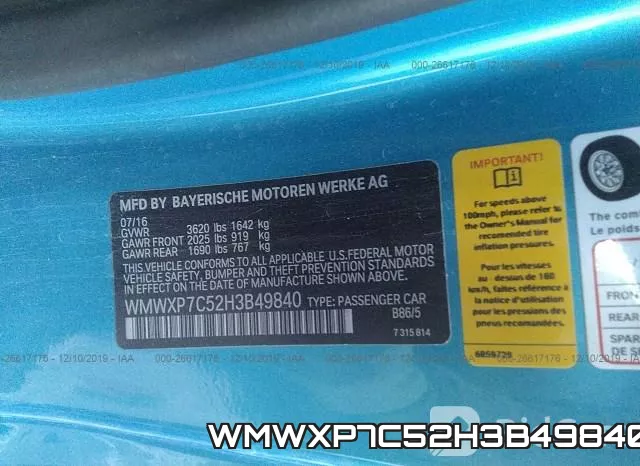WMWXP7C52H3B49840 фото 10