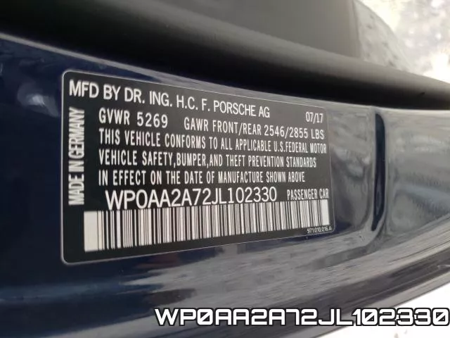 WP0AA2A72JL102330 фото 2