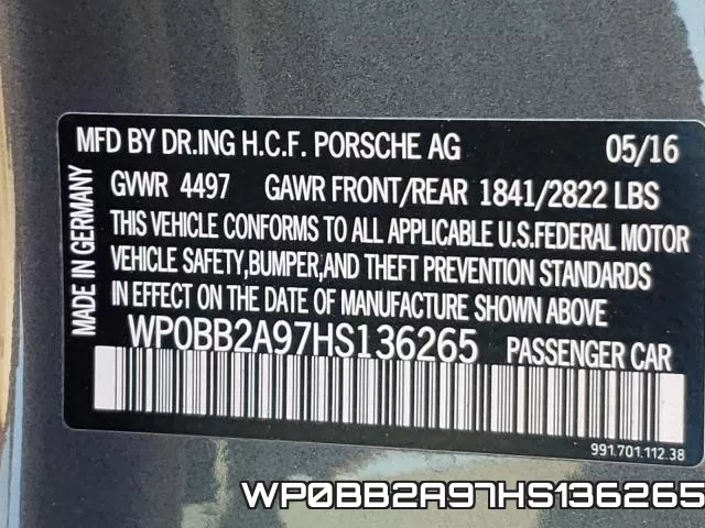 WP0BB2A97HS136265 фото 2