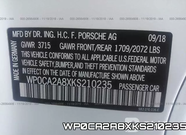 WP0CA2A8XKS210235 фото 10