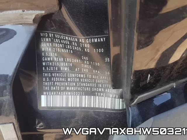 WVGAV7AX8HW503211 фото 2