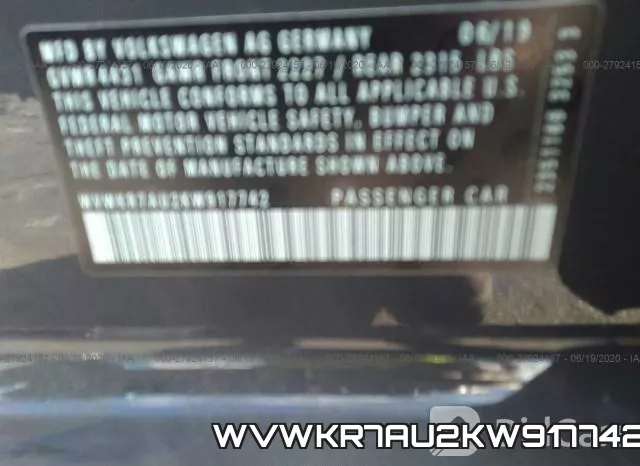 WVWKR7AU2KW917742 фото 10