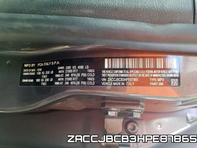 ZACCJBCB3HPE87865 фото 2