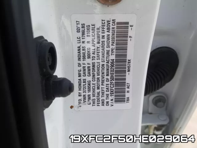 19XFC2F50HE029064 фото 2
