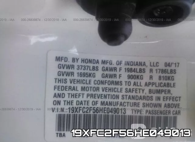 19XFC2F56HE049013 фото 10