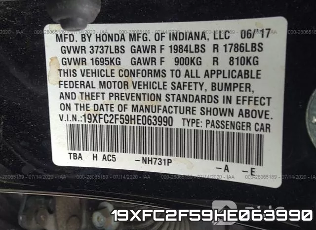 19XFC2F59HE063990 фото 10