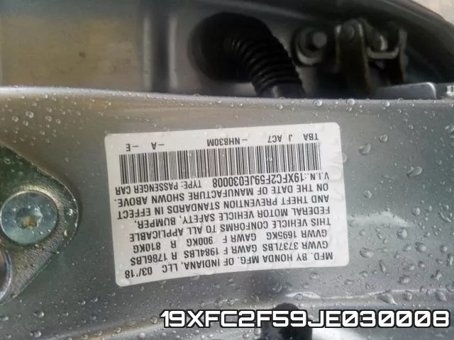 19XFC2F59JE030008 фото 2