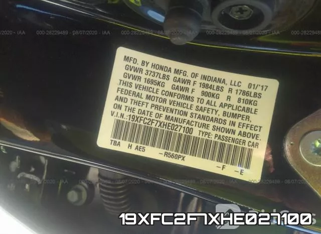 19XFC2F7XHE027100 фото 9